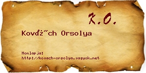 Kovách Orsolya névjegykártya
